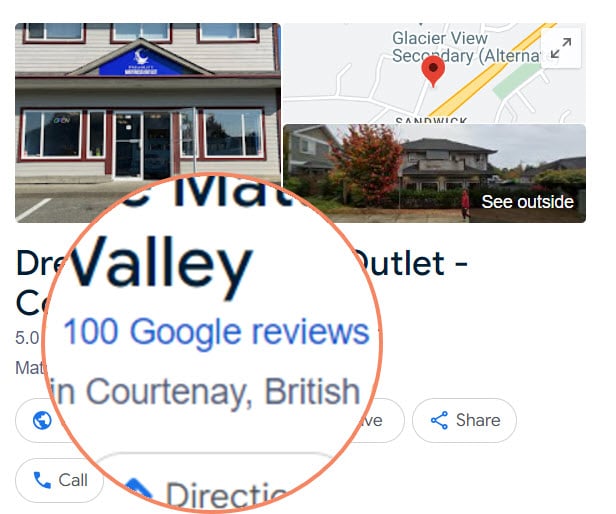 Google reviews with magnifier